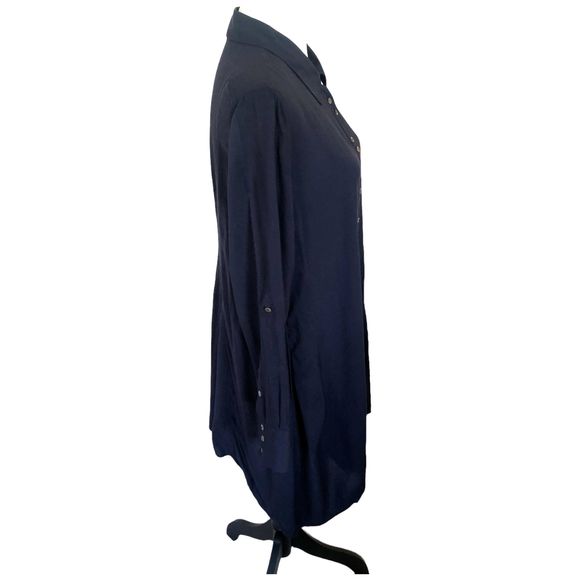 Soft Surroundings Long Line Button Down Assymetrical Flowy Tunic Shirt Dress M - Picture 15 of 16